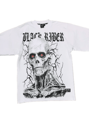 Camiseta con diseño impreso de esqueleto robótico y letras "Black Riber".